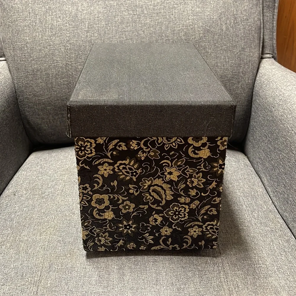 Gold Floral Fabric Covered Memory Box